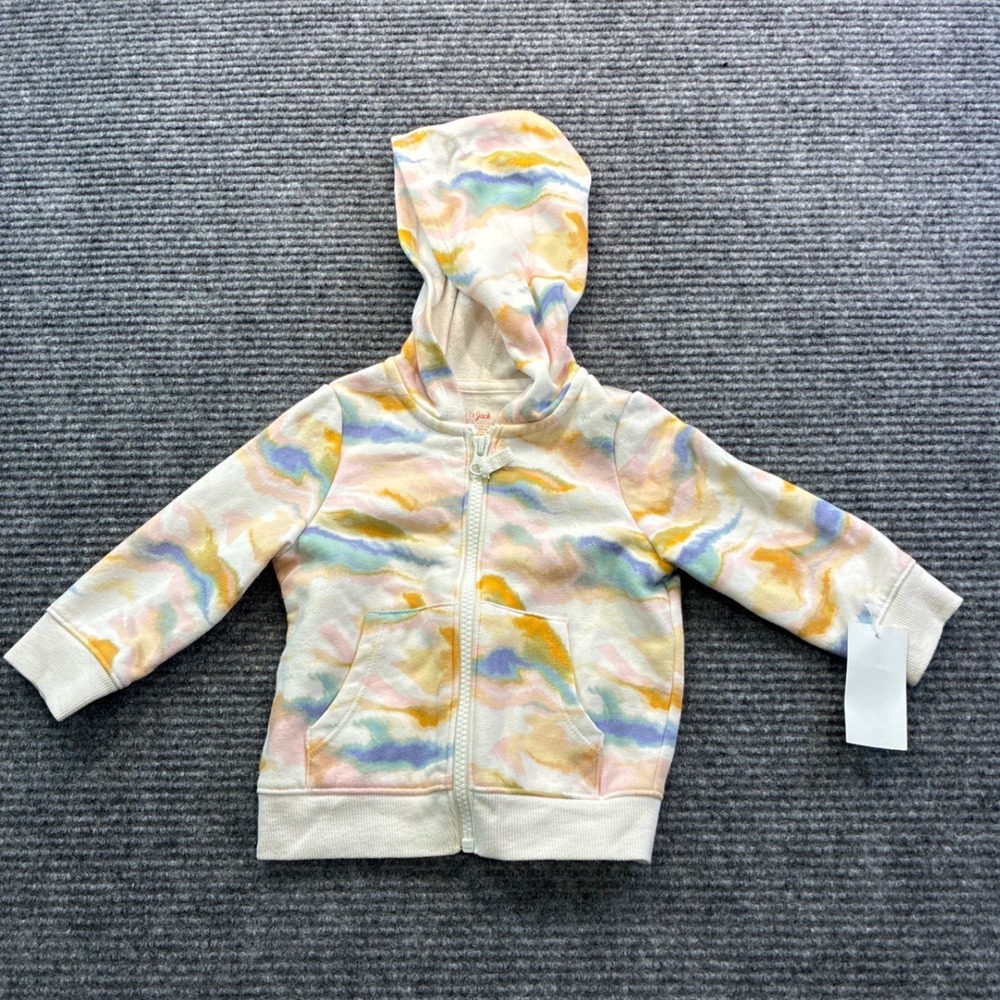 Cat & Jack Baby 12M Watercolor Marble Zip Up Hoodie Multicolor Fleece Sweatshirt